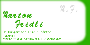 marton fridli business card