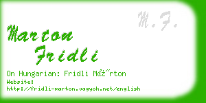 marton fridli business card